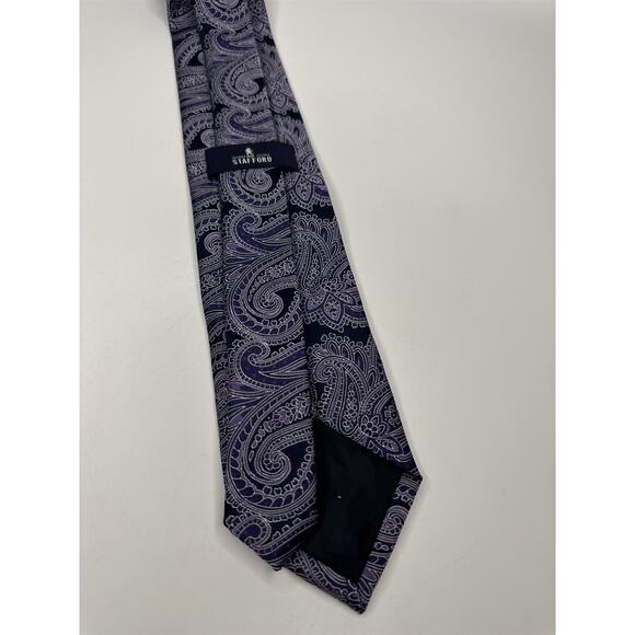 Stafford Tailored Culture Purple Paisley Pattern Mens Neck Tie - Picture 5 of 7